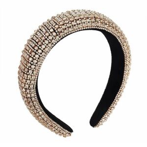 Rhinestone Headband Gold Accents Bling Bling Crystal Rhinestone Padded